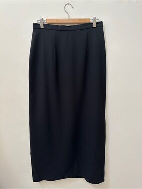90s Vintage Black Column Skirt with Side Slit